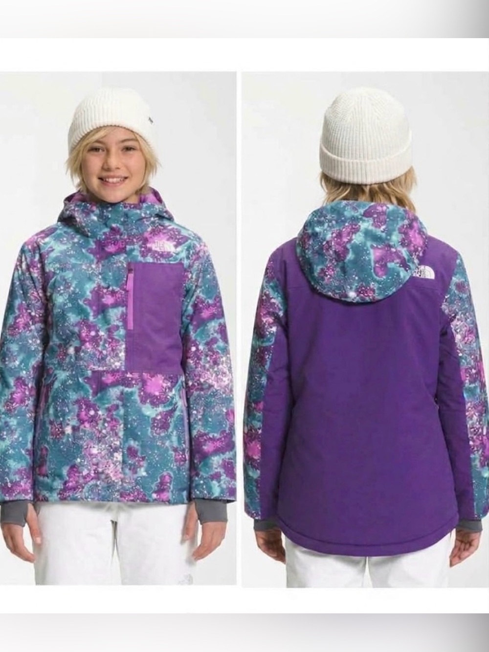 The North Face Girl Youth ski jacket winter insulated Hooded snowboard Coat SZ L